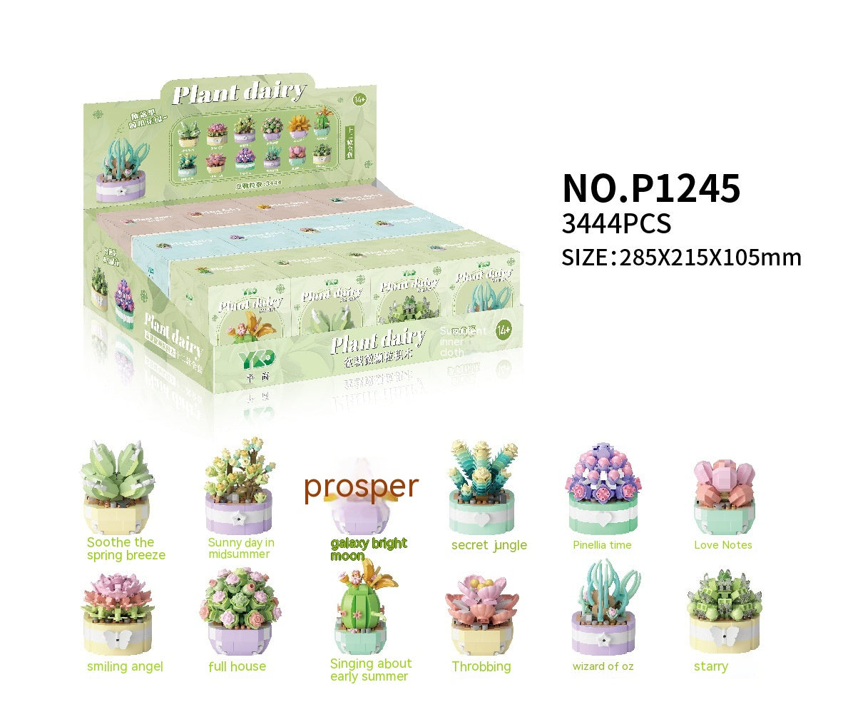 Plant Potted Eternal Flower Bundle Assembling Building Blocks