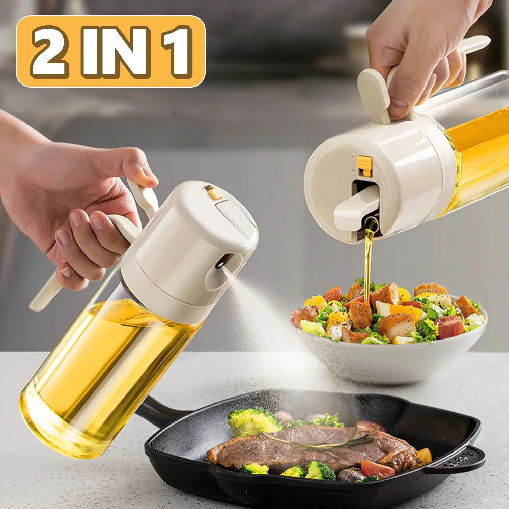 Versatile 2-in-1 Oil Sprayer and Dispenser: Ideal for BBQ, Cooking, Baking, and Vinegar