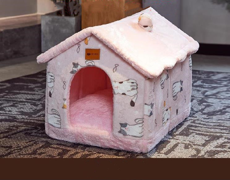 Foldable Dog House Pet Cat Bed Winter Dog Villa Sleep Kennel Removable Nest Warm Enclosed