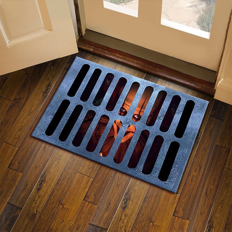 3D Plaid Floor Mat Halloween Clown Door Mat Sewer - EliteDomain