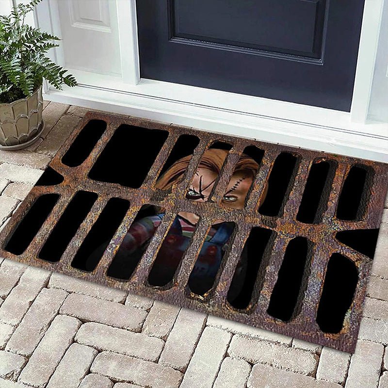 3D Plaid Floor Mat Halloween Clown Door Mat Sewer - EliteDomain