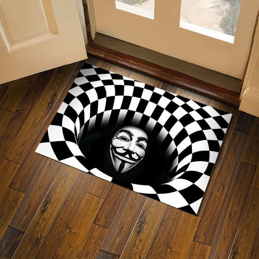 3D Plaid Floor Mat Halloween Clown Door Mat Sewer - EliteDomain