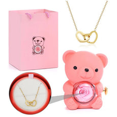 Elegant Acrylic Teddy Bear Rose Jewelry Box