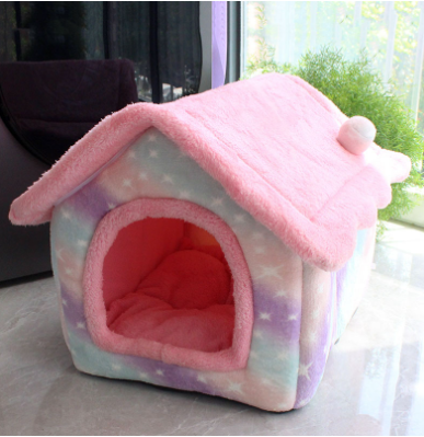 Foldable Dog House Pet Cat Bed Winter Dog Villa Sleep Kennel Removable Nest Warm Enclosed