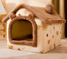 Foldable Dog House Pet Cat Bed Winter Dog Villa Sleep Kennel Removable Nest Warm Enclosed