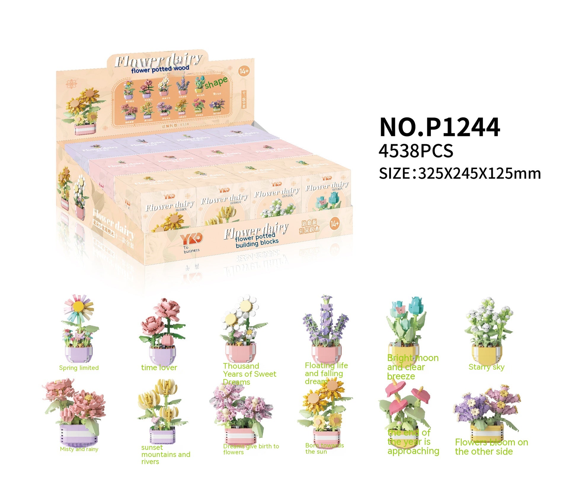 Plant Potted Eternal Flower Bundle Assembling Building Blocks