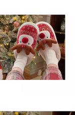 2024 New Christmas Cotton Slippers For Woman Cute Cartoon Deer Anti-slip Girls Indoor Home Floor Shoes Fashion Party Slides