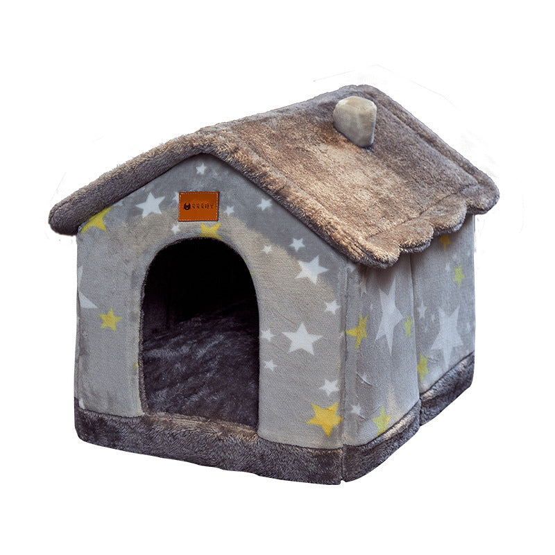 Foldable Dog House Pet Cat Bed Winter Dog Villa Sleep Kennel Removable Nest Warm Enclosed