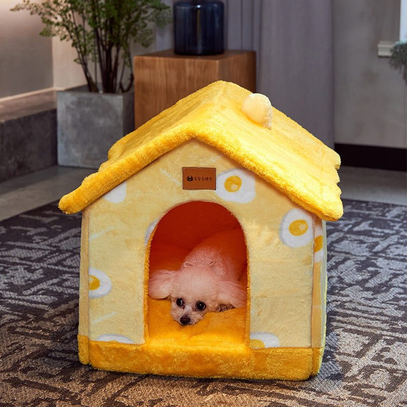 Foldable Dog House Pet Cat Bed Winter Dog Villa Sleep Kennel Removable Nest Warm Enclosed