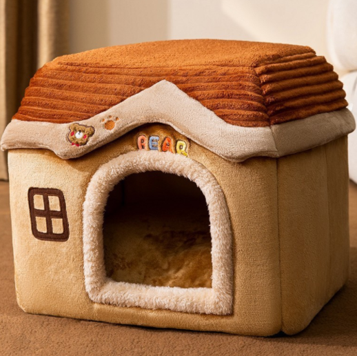 Foldable Dog House Pet Cat Bed Winter Dog Villa Sleep Kennel Removable Nest Warm Enclosed