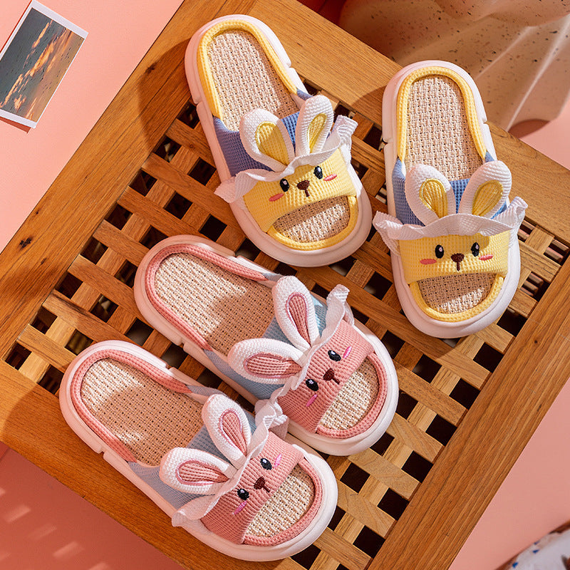 Non Slip Cartoon Cute Four Seasons Cotton And Linen Slippers For Women